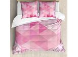 Abakuhaus Copripiumino Rosa, Triangoli Astratti Con Motivi Autunnali, Antiacaro E Anallergico, Con Federe, 155 Cm X 220 Cm - 80 X 80 Cm, Rosa