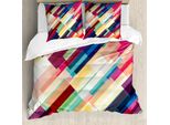 Abakuhaus Copripiumino Astratto, Linee Geometriche Colorate, Antiacaro, Adatto A Chi Soffre Di Allergie, Con Federe, 155 Cm X 220 Cm - 80 X 80 Cm, Multicolore