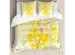 Abakuhaus Copripiumino Land, Romantici Fiori Gialli, Antiacaro, Adatto A Chi Soffre Di Allergie, Con Federe, 200 Cm X 200 Cm - 80 X 80 Cm, Multicolore