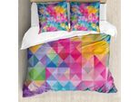 Abakuhaus Copripiumino Geometrico, Motivo Sfocato, Antiacaro, Adatto A Chi Soffre Di Allergie, Con Federe, 200 Cm X 200 Cm - 80 X 80 Cm, Multicolore