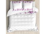Abakuhaus Copripiumino Con Fiori, Fiori Viola, Antiacaro, Adatto A Chi Soffre Di Allergie, Con Federe, 200 Cm X 200 Cm - 80 X 80 Cm, Lilla E Bianco
