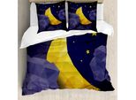 Abakuhaus Copripiumino Geometrico, Triangle Notte Stellata, Antiacaro, Adatto A Chi Soffre Di Allergie, Con Federe, 155 Cm X 220 Cm - 80 X 80 Cm, Blu Navy-Giallo
