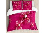 Abakuhaus Copripiumino Con Fiori, Fiori Primaverili, Antiacaro, Adatto A Chi Soffre Di Allergie, Con Federe, 155 Cm X 220 Cm - 80 X 80 Cm, Rosa