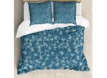 Abakuhaus Set Copripiumino Per Letti Matrimoniali, Twiggy Blu Primavera, Antiacaro, Adatto A Chi Soffre Di Allergie, Con Federe, Verde Chiaro Blu Grigio