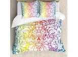 Abakuhaus Copripiumino Con Fiori, Fiori Damascati Colorati, Antiacaro, Adatto A Chi Soffre Di Allergie, Con Federe, 200 Cm X 200 Cm - 80 X 80 Cm, Multicolore