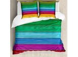 Abakuhaus Copripiumino Arcobaleno, Strisce Colorate In Legno, Antiacaro, Adatto A Chi Soffre Di Allergie, Con Federe, 155 Cm X 220 Cm - 80 X 80 Cm, Multicolore