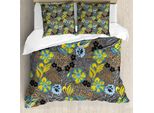 Abakuhaus Copripiumino Astratto, Dettagli Floreali Cerchiati, Antiacaro, Adatto A Chi Soffre Di Allergie, Con Federe, 155 Cm X 220 Cm - 80 X 80 Cm, Multicolore