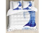 Abakuhaus Copripiumino Ocean, Aquatic Sturm Blue Waves, Antiacaro, Adatto A Chi Soffre Di Allergie, Con Federe, 155 Cm X 220 Cm - 80 X 80 Cm, Blu E Bianco