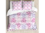Abakuhaus Copripiumino Floreale, Romantico Motivo Floreale, Antiacaro, Adatto A Chi Soffre Di Allergie, Con Federe, 200 Cm X 200 Cm - 80 X 80 Cm, Rosa E Bianco