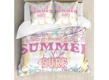 Abakuhaus Copripiumino Astratto, Fiori Surf E Estate, Antiacaro, Adatto A Chi Soffre Di Allergie, Con Federe, 155 Cm X 220 Cm - 80 X 80 Cm, Giallo Pallido Bianco