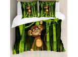 Abakuhaus Affe Set Copripiumino Per Letti Matrimoniali, Tema Giungla Selvaggia Affe, Antiacaro, Adatto A Chi Soffre Di Allergie, Con Federe, Verde Felce E Multicolore