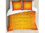 Abakuhaus Copripiumino Arancione, Fiori Sfumati, Antiacaro, Adatto A Chi Soffre Di Allergie, Con Federe, 155 Cm X 220 Cm - 80 X 80 Cm, Arancione E Bianco