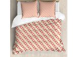 Abakuhaus Copripiumino Geometrico, Rombi, Antiacaro, Adatto A Chi Soffre Di Allergie, Con Federe, 200 Cm X 200 Cm - 80 X 80 Cm, Corallo E Crema