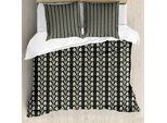 Abakuhaus Copripiumino Con Fiori, Foglie Ondulate Verticali, Antiacaro, Adatto A Chi Soffre Di Allergie, Con Federe, 200 Cm X 200 Cm - 80 X 80 Cm, Bianco E Nero