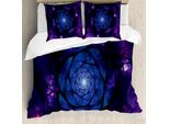Abakuhaus Set Copripiumino Psichedelico Per Letti Matrimoniali, Simbolo Mistico Asiatico, Antiacaro, Adatto A Chi Soffre Di Allergie, Con Federe, Viola Blu