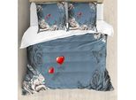 Abakuhaus Copripiumino Con Fiori, Grunge Rose Petal Herz, Antiacaro E Anallergico, Con Federe, 155 Cm X 220 Cm - 80 X 80 Cm, Blu Ardesia Grigio