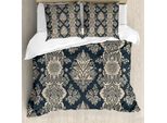 Abakuhaus Set Copripiumino In Damasco Per Letti Matrimoniali, Stile Barocco Vittoriano, Antiacaro, Adatto A Chi Soffre Di Allergie, Con Federe, Grigio Antracite Crema