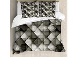 Abakuhaus Set Copripiumino Geometrico Per Letti Matrimoniali, Quadrati Bianchi E Neri, Antiacaro, Adatto A Chi Soffre Di Allergie, Con Federe, Grigio Antracite Bianco Nero Grigio