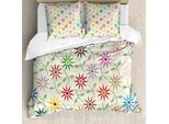 Abakuhaus Copripiumino Con Fiori, Grafica Colorata Giardino, Antiacaro, Adatto A Chi Soffre Di Allergie, Con Federe, 200 Cm X 200 Cm - 80 X 80 Cm, Multicolore