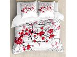 Abakuhaus Copripiumino Naturale, Fiori Di Sakura, Antiacaro, Adatto A Chi Soffre Di Allergie, Con Federe, 155 Cm X 220 Cm - 80 X 80 Cm, Marrone Scuro Corallo Scuro