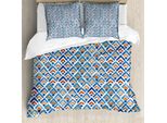 Abakuhaus Copripiumino Giapponese, Motivo Chevron Acquerellato, Antiacaro E Anallergico, Con Federe, 155 Cm X 220 Cm - 80 X 80 Cm, Azzurro Pallido E Arancione