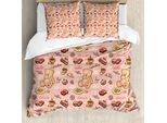 Abakuhaus Copripiumino Dessert, Cupcakes Biscotti Ciambelle, Antiacaro Adatto A Chi Soffre Di Allergie Con Federe, 155 Cm X 220 Cm - 80 X 80 Cm, Sand Brown Coral