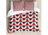 Abakuhaus Set Copripiumino Moderno Per Letti Matrimoniali, Cerchi Geometrici Vintage, Antiacaro, Adatto A Chi Soffre Di Allergie, Con Federe, Multicolore