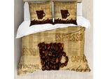 Abakuhaus Copripiumino Caffè, Tazza A Forma Di Chicchi Di Caffè, Antiacaro, Adatto A Chi Soffre Di Allergie, Con Federe, 155 Cm X 220 Cm - 80 X 80 Cm, Marrone Scuro Marrone Chiaro