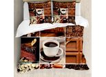 Abakuhaus Copripiumino Marrone, Caffè-Cioccolato Cacao, Antiacaro, Adatto A Chi Soffre Di Allergie, Con Federe, 155 Cm X 220 Cm - 80 X 80 Cm, Marrone