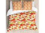 Abakuhaus Copripiumino Moderno, Cup Con Pois E Frutta, Antiacaro, Adatto A Chi Soffre Di Allergie, Con Federe, 155 Cm X 220 Cm - 80 X 80 Cm, Giallo Scarlatto
