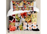 Abakuhaus Copripiumino Giapponese, Rotolo Di Sushi Colorato, Antiacaro, Adatto A Chi Soffre Di Allergie, Con Federe, 200 Cm X 200 Cm - 80 X 80 Cm, Multicolore