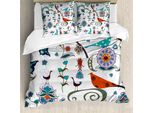 Abakuhaus Copripiumino Etnico, Motivo Floreale Colorato, Antiacaro, Adatto A Chi Soffre Di Allergie, Con Federe, 155 Cm X 220 Cm - 80 X 80 Cm, Multicolore