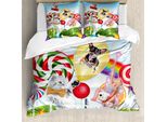 Abakuhaus Copripiumino Per Animali, Animali Arcobaleno Caramelle, Antiacaro, Adatto A Chi Soffre Di Allergie, Con Federe, 200 Cm X 200 Cm - 80 X 80 Cm, Multicolore