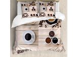 Abakuhaus Copripiumino Caffè, Tazze Da Caffè Snack Chicchi, Antiacaro, Adatto A Chi Soffre Di Allergie, Con Federe, 155 Cm X 220 Cm - 80 X 80 Cm, Marrone Nero Tan