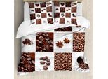 Abakuhaus Copripiumino Caffè, Chicchi Di Caffè Tostati, Antiacaro, Adatto A Chi Soffre Di Allergie, Con Federe, 155 Cm X 220 Cm - 80 X 80 Cm, Marrone Bianco