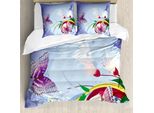 Abakuhaus Copripiumino Floreale, Fantasia Colorata, Antiacaro, Adatto A Chi Soffre Di Allergie, Con Federe, 155 Cm X 220 Cm - 80 X 80 Cm, Multicolore