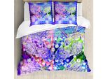 Abakuhaus Copripiumino Unicorno, Cavalli Mitici E Fiori, Antiacaro E Anallergico, Con Federe, 200 Cm X 200 Cm - 80 X 80 Cm, Multicolore