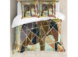 Abakuhaus Copripiumino Elefante, Mosaico Animali, Antiacaro Adatto A Chi Soffre Di Allergie Con Federe, 155 Cm X 220 Cm - 80 X 80 Cm, Multicolore