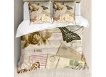 Abakuhaus Copripiumino Europeo, Scritta Vintage, Antiacaro, Adatto A Chi Soffre Di Allergie, Con Federe, 200 Cm X 200 Cm - 80 X 80 Cm, Marrone Chiaro E Nero