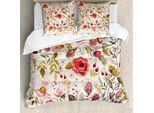 Abakuhaus Set Copripiumino Per Letto Matrimoniale, Acquerello Romantico, Antiacaro, Adatto A Chi Soffre Di Allergie, Con Federe, Multicolore