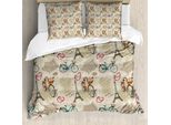 Abakuhaus Romantico Copripiumino, Scritta Vintage Retrò, Antiacaro, Adatto A Chi Soffre Di Allergie, Con Federe, 155 Cm X 220 Cm - 80 X 80 Cm, Bianco E Nero