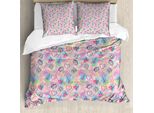 Abakuhaus Copripiumino Moderno, Motivi Vintage, Antiacaro, Adatto A Chi Soffre Di Allergie, Con Federe, 200 Cm X 200 Cm - 80 X 80 Cm, Rosa Chiaro E Azzurro