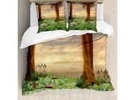 Abakuhaus Set Copripiumino Naturale Per Letti Matrimoniali, Tramonto Incantato Su Legno, Antiacaro, Adatto A Chi Soffre Di Allergie, Con Federe, Multicolore