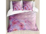 Abakuhaus Copripiumino Con Fiori, Fiori Di Dalia Estivi, Antiacaro, Adatto A Chi Soffre Di Allergie, Con Federe, 155 Cm X 220 Cm - 80 X 80 Cm, Rosa Baby Lavanda