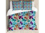 Abakuhaus Copripiumino Astratto, Scritte Farfalle, Antiacaro, Adatto A Chi Soffre Di Allergie, Con Federe, 155 Cm X 220 Cm - 80 X 80 Cm, Multicolore