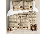 Abakuhaus Set Copripiumino Vintage Per Letti Matrimoniali, Rivista Storica Francese, Antiacaro, Adatto A Chi Soffre Di Allergie, Con Federe, Marrone Chiaro Caramello E Bianco