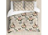 Abakuhaus Set Copripiumino Colorato Per Letti Matrimoniali, Stile Shabby Chic Con Motivo A Foglie Di Rosa, Antiacaro, Adatto A Chi Soffre Di Allergie, Con Federe, Multicolore
