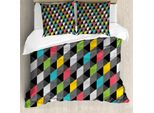 Abakuhaus Copripiumino Geometrico, Stile Arte Astratta, Antiacaro, Adatto A Chi Soffre Di Allergie, Con Federe, 155 Cm X 220 Cm - 80 X 80 Cm, Multicolore