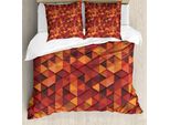 Abakuhaus Copripiumino Arancione, Motivo Retrò A Triangoli, Antiacaro, Adatto A Chi Soffre Di Allergie, Con Federe, 155 Cm X 220 Cm - 80 X 80 Cm, Arancione E Marrone