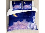 Abakuhaus Copripiumino Luna, Stelle Nella Notte Cosmic, Antiacaro Adatto A Chi Soffre Di Allergie Con Federe, 200 Cm X 200 Cm - 80 X 80 Cm, Giallo Viola
